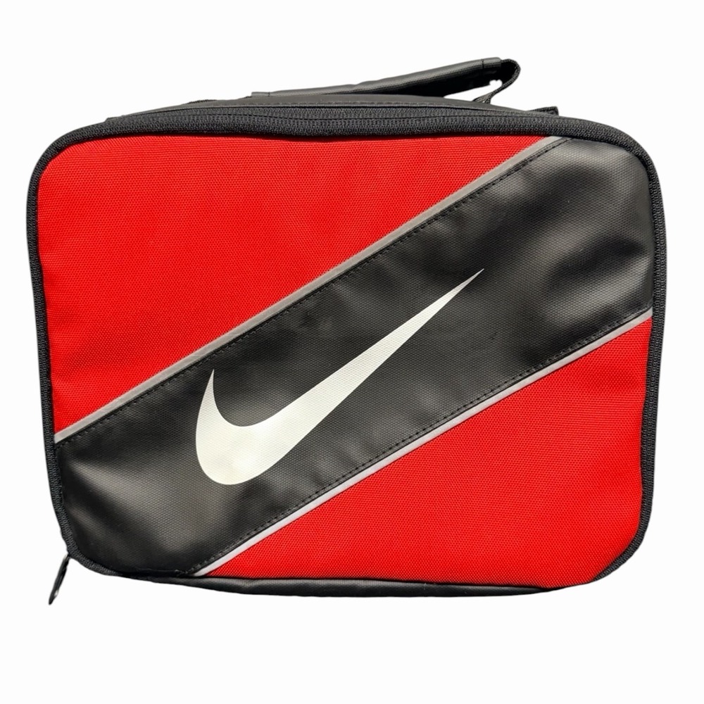 Nike Red Black Insulated Lunch Bag Cooler Zip Carry Case‎
